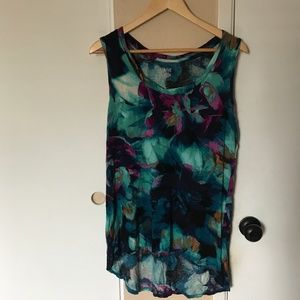 a.n.a Blue Floral Tank Top Blouse